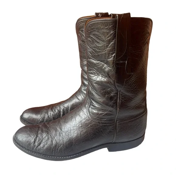 LUCCHESE HANDMADE SMOOTH OSTRICH ROPER COWBOY BOOTS SZ 11 B LUCCHESE HANDMADE SMOOTH OSTRICH ROPER COWBOY BOOTS SZ 11 B main image 2